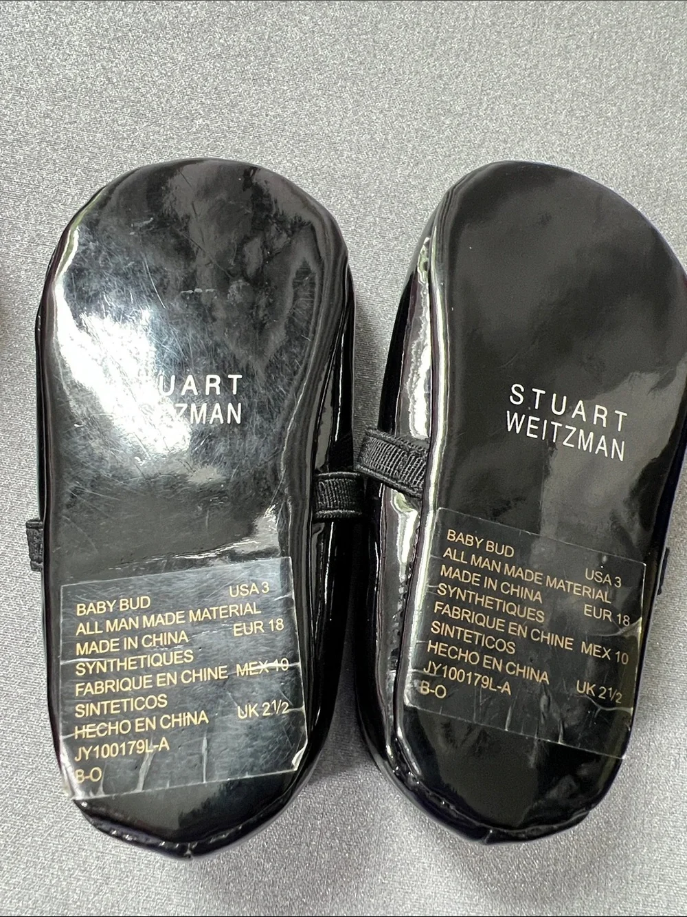 Stuart Weitzman Black Patent Mary Jane Shoes with Flower Accent